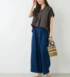 MICA&DEAL リネンタックショルダーブラウス　半袖ブラウス　スキッパーのサムネイル