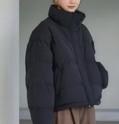 しまむら スタンドカラージャケット ショート丈　ダウンmysa closet 黒