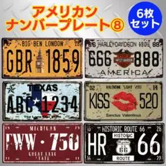 ⑧ナンバープレート ディスプレイ 飲食店 USA風 ガレージ 置物 バー 6枚組