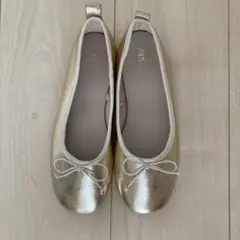 【美品】ZARA シューズ　ゴールド　34