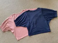ユニクロ ドルマンスリーブTシャツ 2枚セット ピンク ネイビー　150cmのサムネイル
