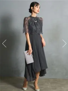 DorryDoll プチハイネックフレアレーススリーブフィッシュテールワンピース