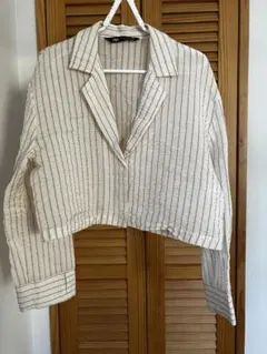 ZARA ザラ クロップド丈 長袖 ブラウス S ベージュ