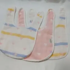 【送料込】ベビー用品よだれタオルU型よだれカバー前掛け 3枚set ピンク