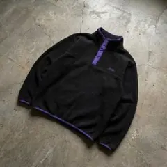 80s USA製　スナップT フリース ブラック×パープル