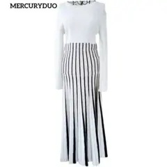 美品✨️MERCURYDUO 配色チェンジリブロングスリーブニットワンピース