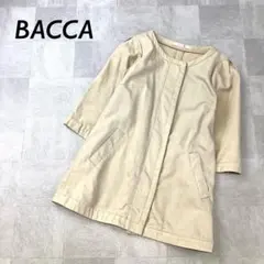 BACCA シルクブレンド ノーカラー コットン ジャケット 七分袖 ベージュのサムネイル