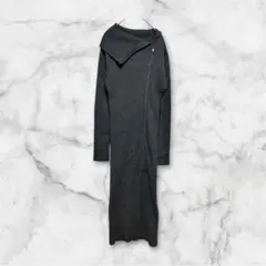 美品　GRLグレイル　長袖ニットロングワンピース ジッパー付きグレー　S