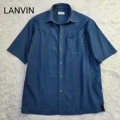 美品 ランバン JLロゴ デニムシャツ BOXシルエット 半袖 サイズM ブルーのサムネイル