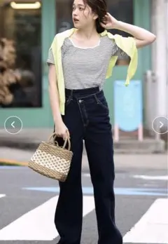 ANAP デザインデニムセミワイドパンツ