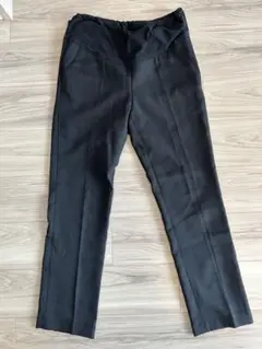 黒　マタニティパンツ　冬用裏起毛スラックス