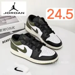 【新品24.5cm】NIKE｜エアジョーダン１GS｜ブラック/カーキ/ホワイトのサムネイル