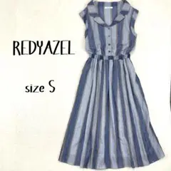 【完売品】レディアゼル マルチストライプシャツワンピース ブルー S