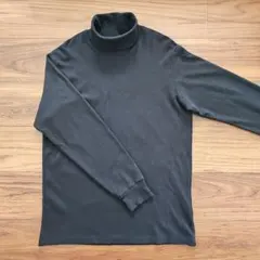 UNIQLOユニクロ ソフトタッチタートルネックT 長袖 ブラック黒 L