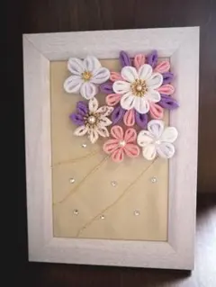 つまみ細工　インテリア　季節物　ちりめん細工　フォトフレーム　おしゃれ