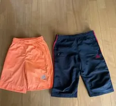 adidas ハーフパンツ オレンジ 黒 2点セット　120〜130