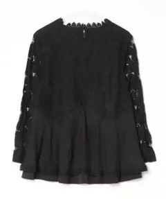 《美品》レース袖長袖ブラウス　XL 黒のサムネイル