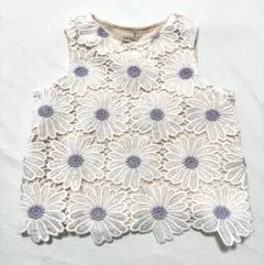 petit main 花柄レース ノースリーブタンクトップ 80cm