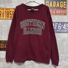 カレッジ系 SOUTHERN ILLINOIS ロゴ刺繍 スウェット トレーナー