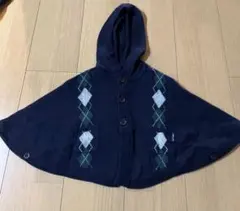 コムサイズム　ネイビー アーガイル柄 フード付きポンチョ