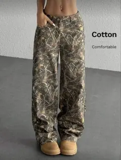 迷彩柄 コットン ワイドパンツ リアルツリー パンツ ストリート y2k 海外系