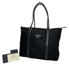美品 PRADA プラダ トートバッグ 3角ロゴ 白タグ 肩掛け Gカード付