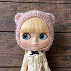 うさぎのふわふわ帽子 ブライスアウトフィット ハンドメイド うさぎボンネット ブライスアウトフィット ハンドメイド うさ耳帽子