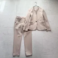 美品 PLST スーツ セットアップ ノーカラー パンツ XS ベージュ