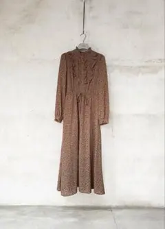美品✨大人可愛い♡ナイスクラップ 花柄マキシOPブラウン 襟フリル 完売品