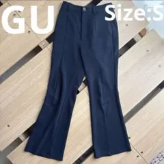 GU カットソーカラーフレアスラックス　ネイビー