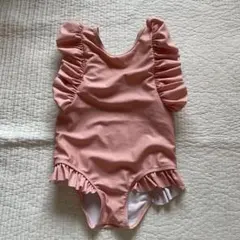 女の子用フリル付きピンク水着