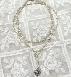 2連フェアリーコア パールネックレス【ハンドメイド】