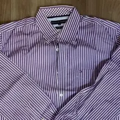 【美品】TOMMY HILFIGER ストライプ長袖シャツ Lサイズ