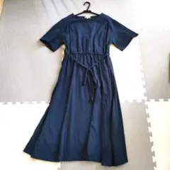 マタニティネイビー半袖ワンピース 授乳口付き
