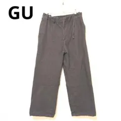 GU ツイルワイドストレートパンツ ブラウン M brown イージーパンツ