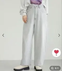 レプシム　カーブデニムパンツ　L 美品　ライトグレーのサムネイル