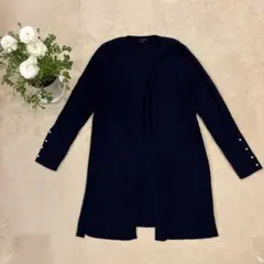 Talbots ネイビー リブ編みロングカーディガン Sお受験保護者会