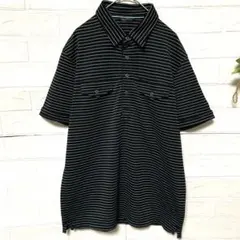 ユニクロ　メンズ　ポロシャツ　LARCE　ボーダー　ポリエステル　薄手　M