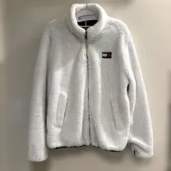 TOMMY HILFIGER ボア フリース ジャケット白 M ワンポイントロゴ