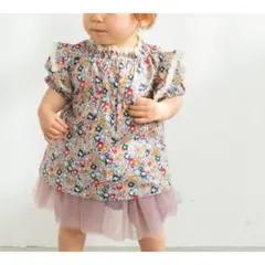 新品 ペアマノン 小花柄 レース フリル チュニック ブラウス 70 ベビー服