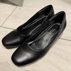 ブラック スクエアトゥパンプス 24.0 EEE