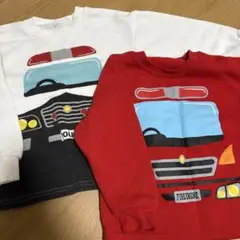 消防車　パトカー　トップス　トレーナー　110 2枚セット