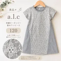 美品 a.l.c グレーコットン+刺繍オーガンジー重ねワンピ120のサムネイル