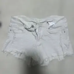 Ｈ＆Ｍ ホワイト フリンジヘム ショートパンツ 短パン デニム ジーンズ生地