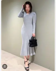 SNIDEL 水色 ラメニットワンピース