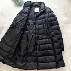 高級✨モンクレール エルミファー 黒 ロングダウンコート サイズ1 ロゴワッペン