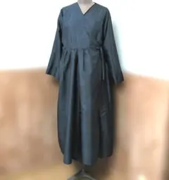 着物リメイクワンピース♪21♪大島紬♪118cm ♪ カシュクールコート