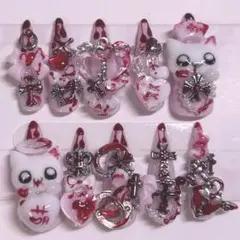 平成女児ネイルチップ 地雷系ネイルチップ ゴテゴテ サブカル 萌 ネイルチップ