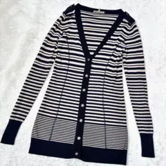 「Max Mara WEEKEND ボーダー　ロングカーディガン S ネイビー