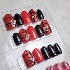 残り1品【♡13】チェックネイル　チェック柄ネイル　カッコいいネイル　おしゃれ